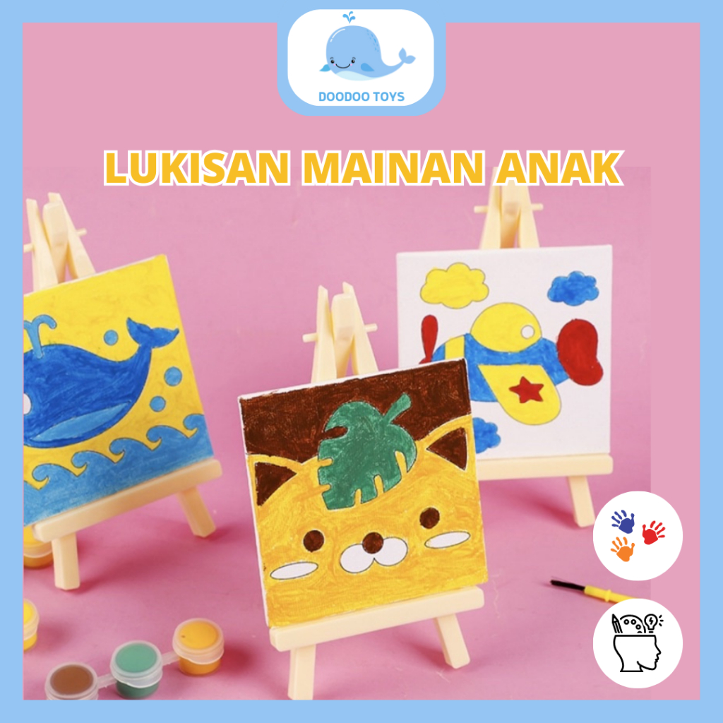 

Lukisan Kanvas Mini(10x10) - Painting Mini Canvas (free tripod) - Children Canvas Painting / Set Kanvas Lukis Anak Kado Ulang Tahun