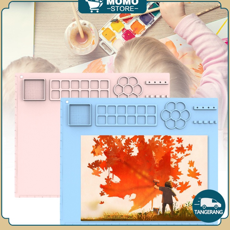 

KODE O65F 45cm Art Mat Silikon Kelas Makanan Painting Mat Waterproof Tahan Api Dengan Palet Tahan Lama