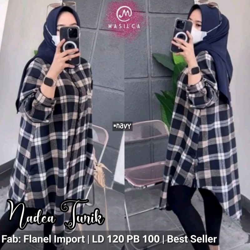 ATASAN LONG TUNIK JUMBO/ NADEA/BLOUSE TUNIK WANITA FLANEL IMPORT JUMBO LD 120 CM FIT XXL