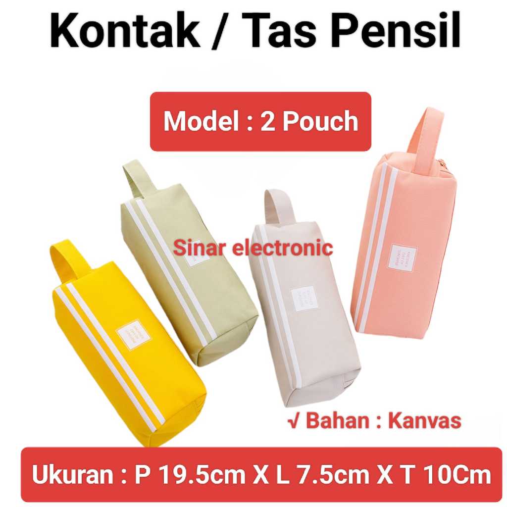 

kotak SERBAGUNA Pensil / Tas Pensil Dan Stationery Dual Zipper Dompet Pensil 2 Pouch Tempat Alat Tulis Perlengkapan Sekolah Dua Sisi Resleting