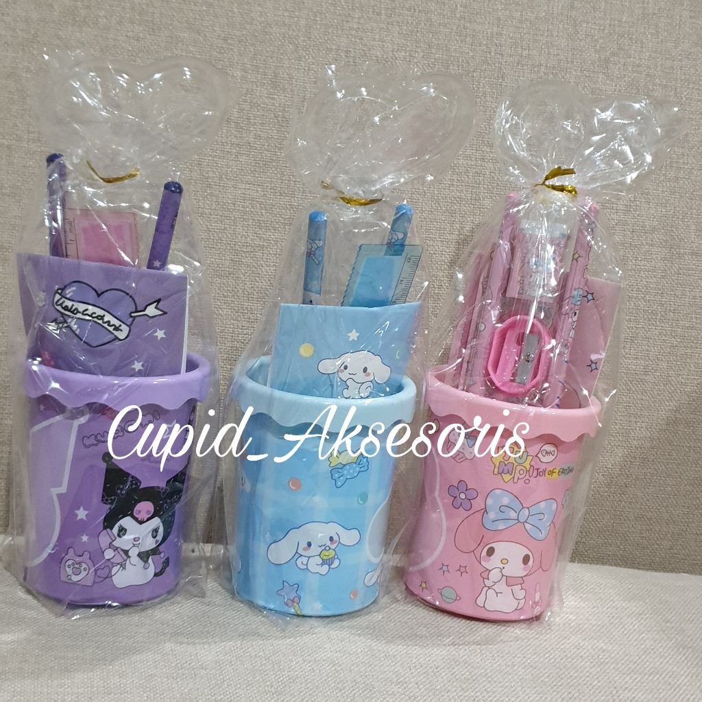 

STATIONARY GELAS + PENSIL SET GIFT ALAT TULIS SET PENGHAPUS PENGGARIS