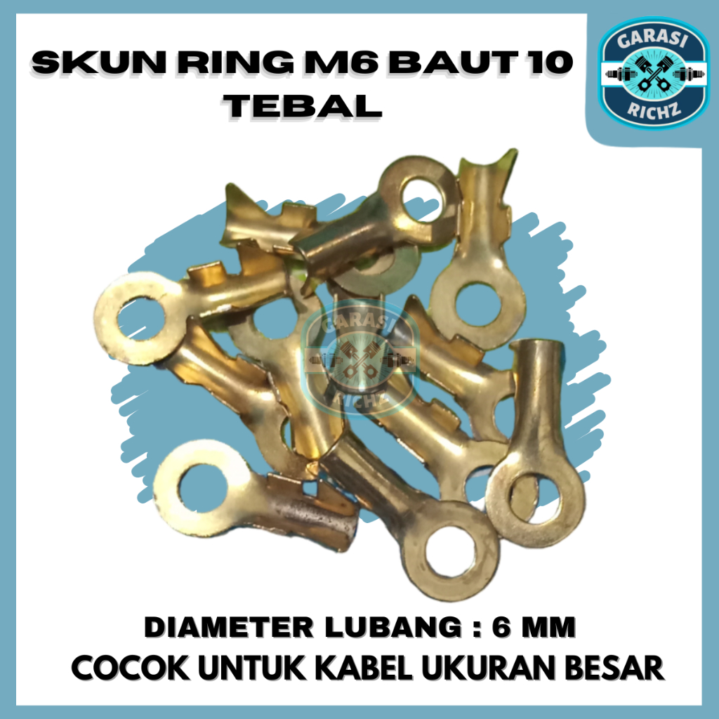 SKUN MASSA RING M6 BAUT 10 TEBAL / TERMINAL KABEL BULAT DIAMETER 6 MM BAUT 10 UNTUK KABEL UKURAN BES