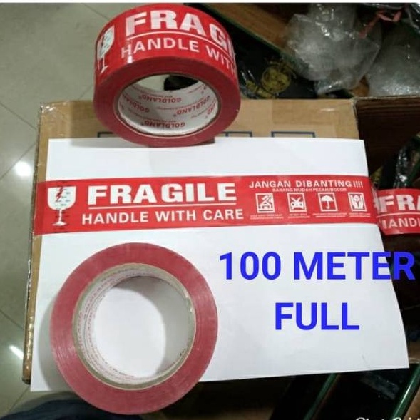 

Super Style Lakban fragile merah 1 meter x 48mm jangan dibanting lakban segel