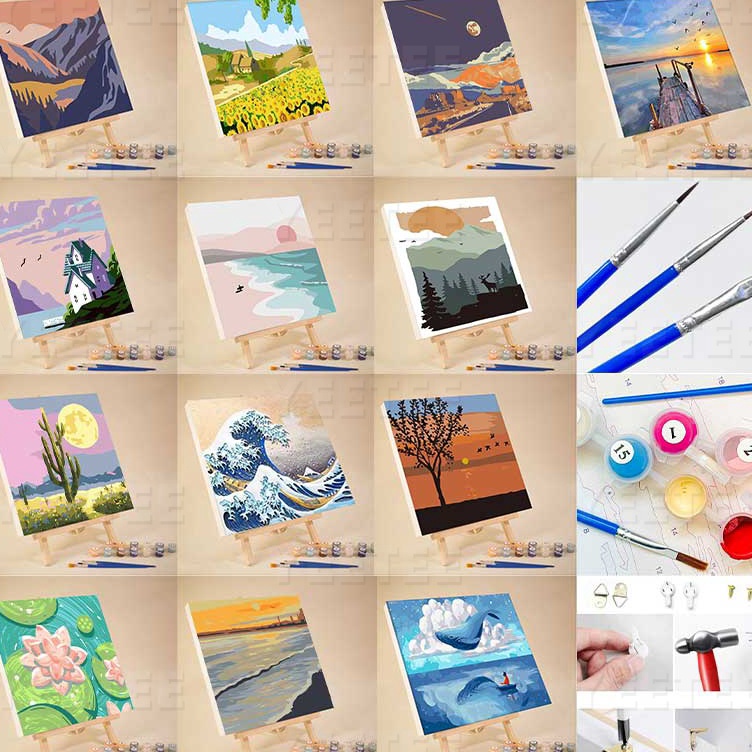 

Langsung Pilih Paint by Number KIT Flowers Series 2x2cm Painting KIT DIY Oil Painting Hand Painted Coloring