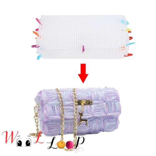 Wool Loop Kanvas Plastik Jaring Rajut Tas Plastik Canvas Clutch