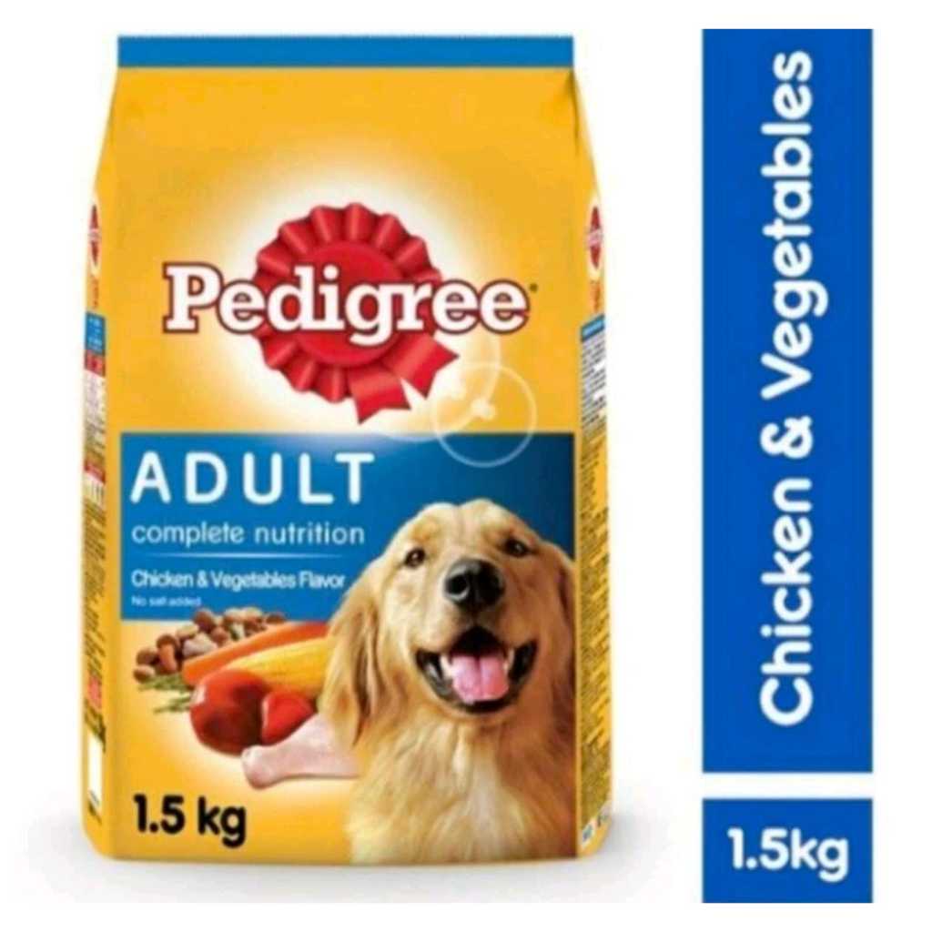 

23bagusmenshop - Pedigree Adult Dog Food 1.5kg / 1.3kg Rasa Chicken Beef Vegetable Dry Food