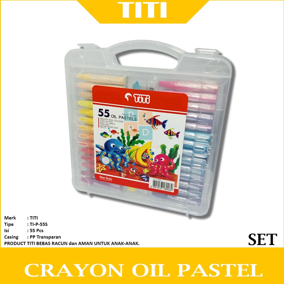 

Update Bermutu TITI Crayon Oil Pastel 55 Color TIP55S 55 Warna Pastel Krayon Set