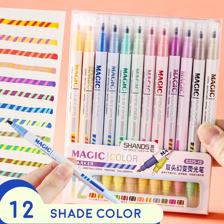 

KODE S9N Magic HiLight Color Changing Marker Set 12pcs Spidol Berubah Warna Set 12 Magic Color Untuk DIYJurnalLetteringMewarnai