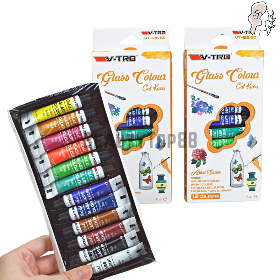 

Baru Irit Cat Kaca Glass Colour Vtro 12 Warna Glass Color Painting Set Cat Melukis Gelas Beling Vitro Vtro