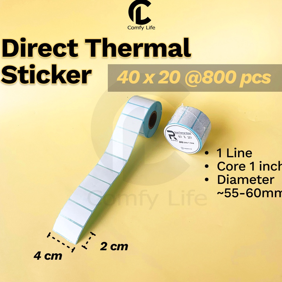 

Pusat Termurah DIRECT THERMAL STICKER 4x2 MM KERTAS LABEL STIKER BARCODE 1 LINE 8 PCS