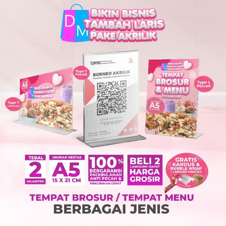 

KODE W97L Tempat Brosur Akrilik A5 Tempat Qris Tempat Menu Restoran Dilemashop Indonesia Plakat Akrilik Banjarmasin Akrilik Banjarbaru Media Promosi Akrilik Tools Marketing Alat Promosi Perlengkapan Usaha