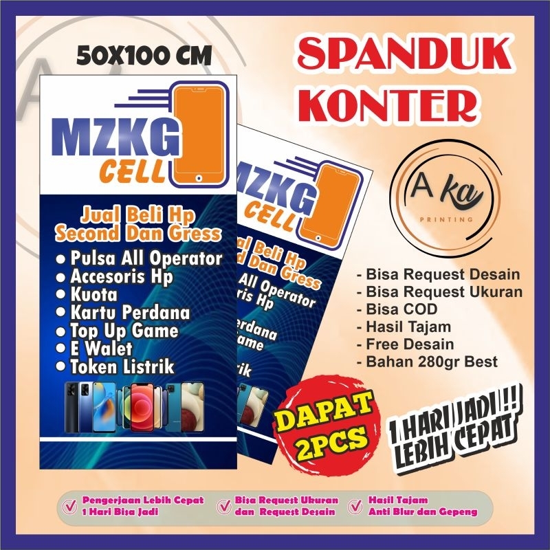 Spanduk / Banner Konter Pulsa, Jual Paket Data, Kartu Perdana, Dll, BISA REQUEST