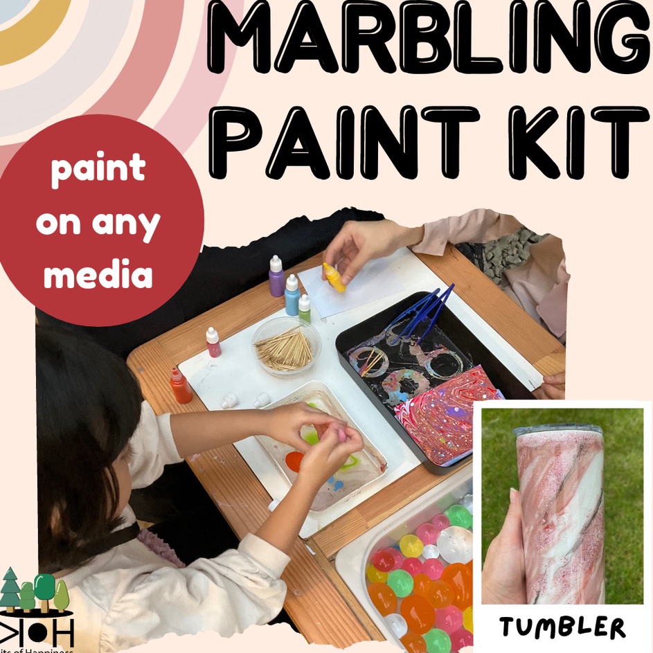 

Murah Berkualitas marbling painting kit art craft montessori activity DIY melukis di air