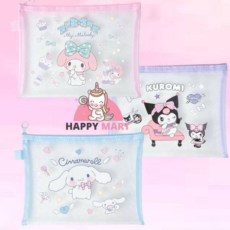 

Paling Keren map jaring puoch kotak pensil A5 motif sanrio kuromi cinnamoroll