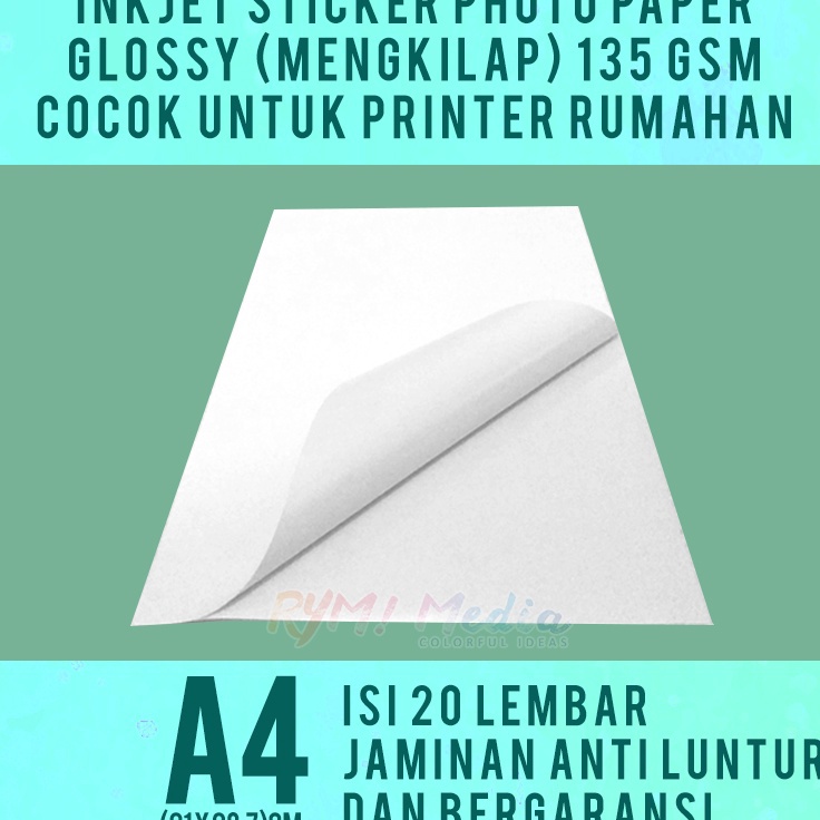 

Obral Hemat INKJET STICKER Glossy A4 isi 2 Kertas Stiker Foto Mengkilap 135gsm