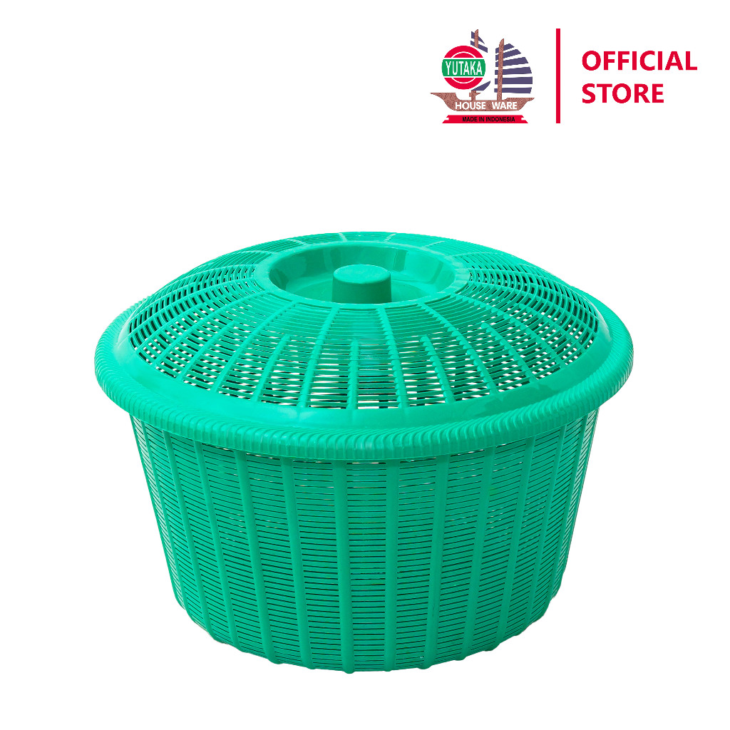 YUTAKA Bakul Plastik Bulat Tutup / Tanpa Tutup/ Besek Plastik / Keranjang Makanan / Wakul Hajatan