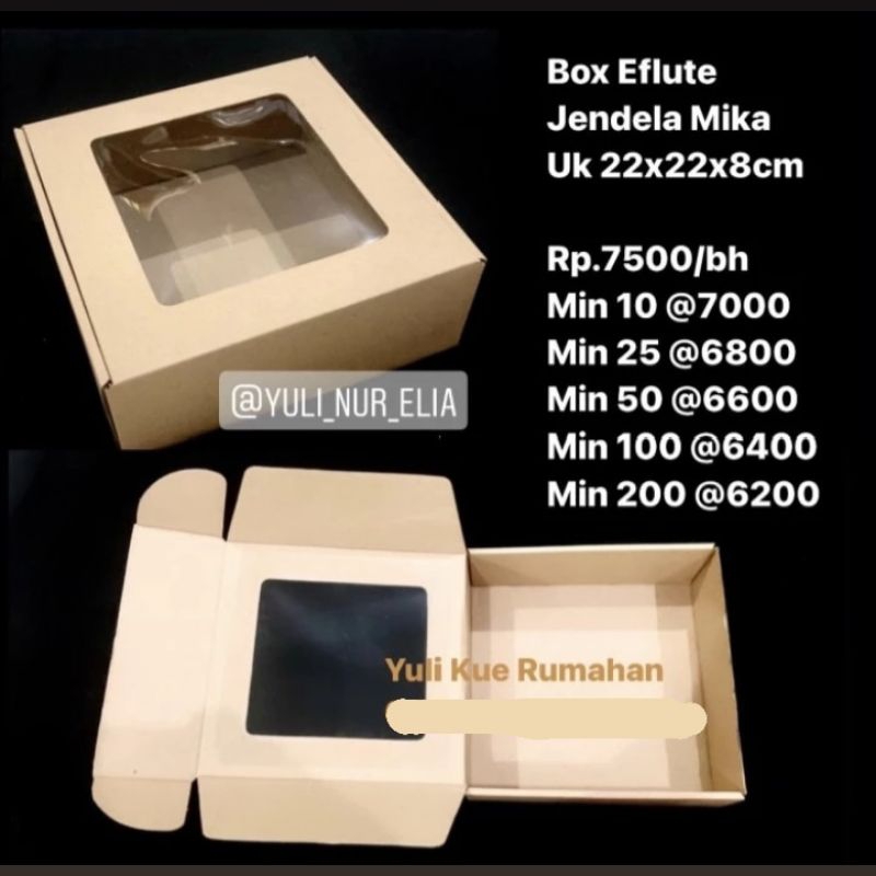 Box Eflute Tutup Mika Uk 22x22x8cm UKURAN LUAR