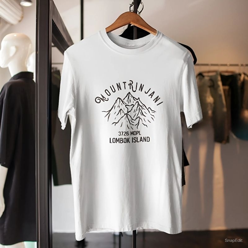 Kaos Pria Wanita Pendaki Gunung Rinjani Lombok Premium Cotton Combed 24s - M L XL XXL XXXL