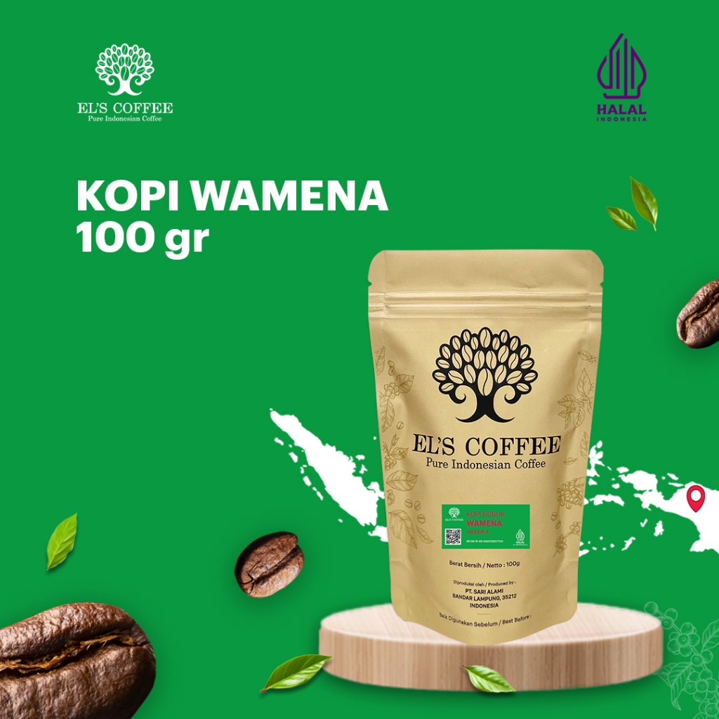 

EL'S COFFEE Wamena Arabika 100Gr Pure Indonesia Coffee Beans / Fine / Course Roasted Kopi A1726