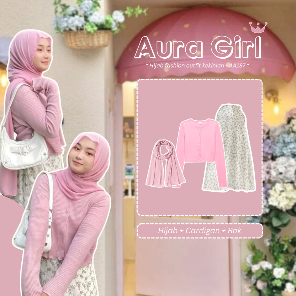 Set Outfit Hijab Casual Kekinian TERBARU OOTD Anak Remaja Pink Outfit Cute Setelan Outfit Wanita Set