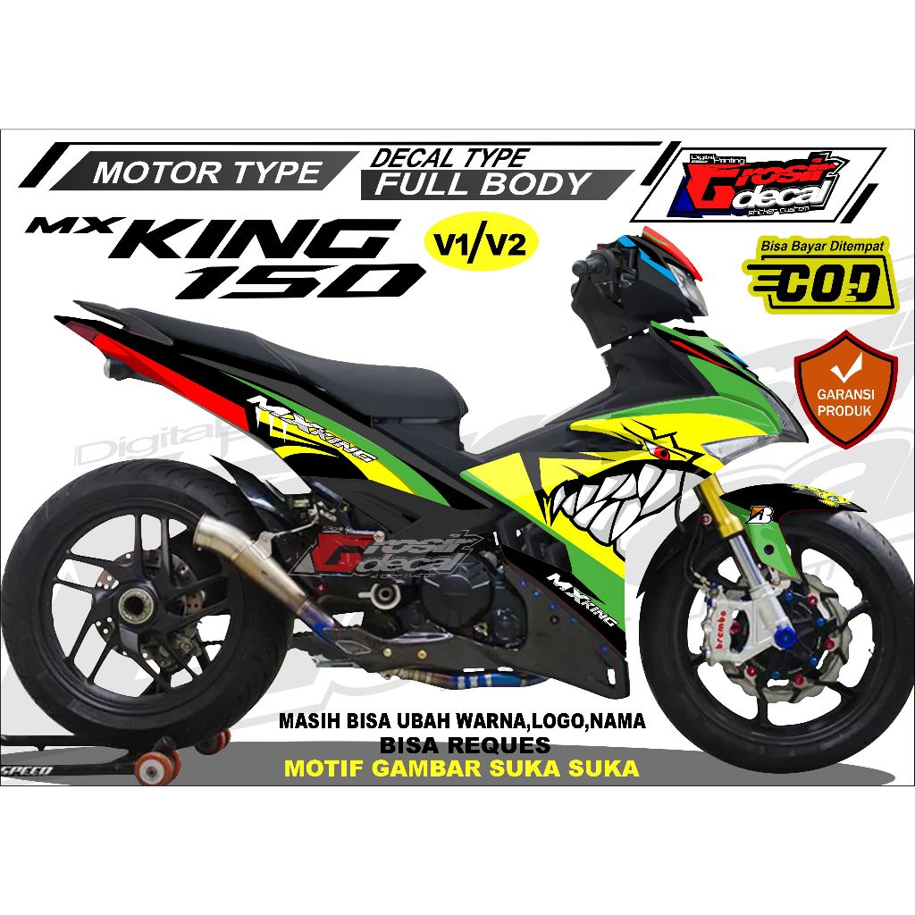 Decal Sticker MX KING 150 New / Old Shark Full Body Free Custom Sticker MX KING Hiu Full Body