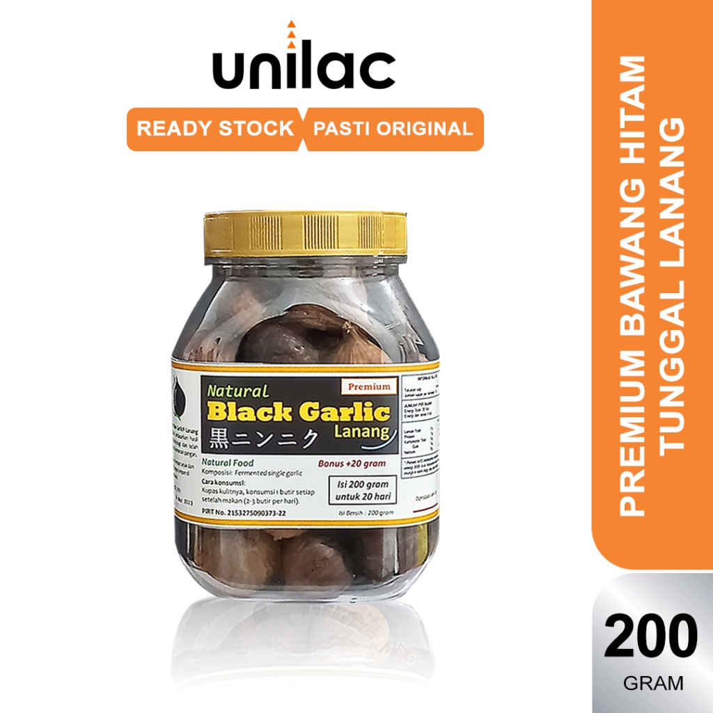 

Natural Black Garlic Bawang Hitam Tunggal Lanang Premium 200 Gr Bppt