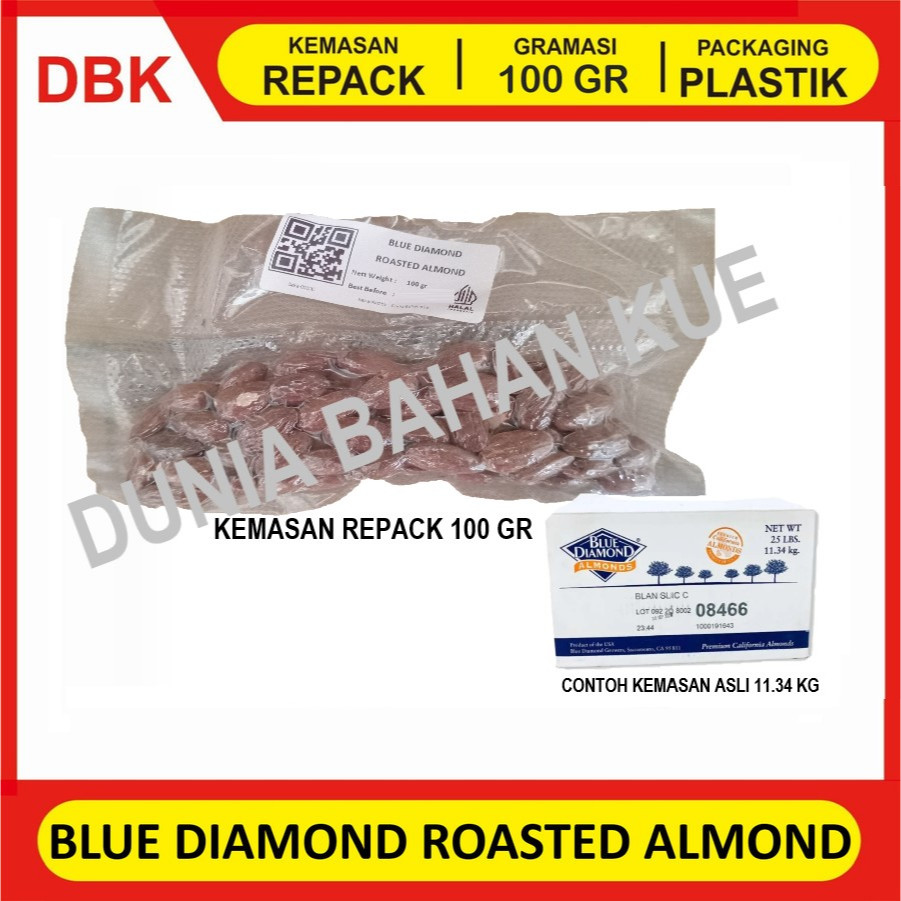 

(KEMASAN VAKUM) 100 GR ROASTED ALMOND NUT /KACANG ALMOND PANGGANG UTUH