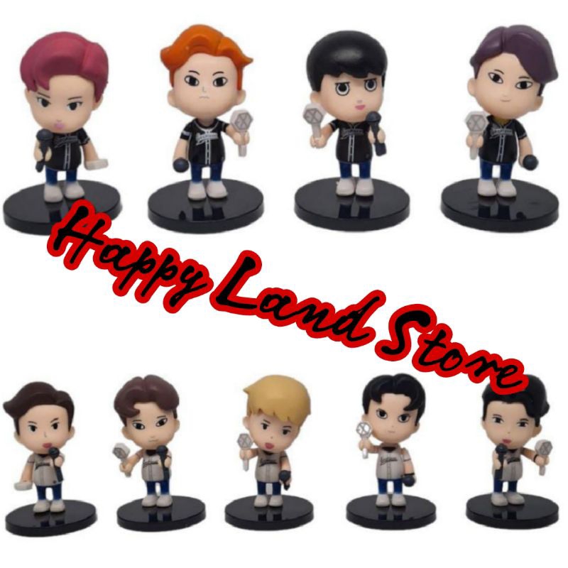 Action Figure Set 9 Anime Kpop Exo X Miniso Collection Mainan Anak