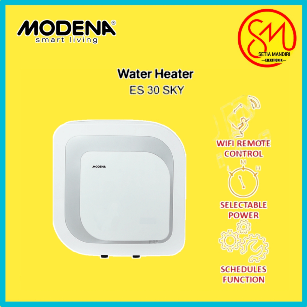 MODENA ES 30 SKY / ES30SKY Electric Water Heater 30 Liter 300 / 500 / 800 Watt Wifi Controller Peman