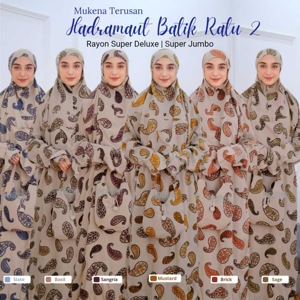 Mukena Terusan Batik Ratu 02/ Mukena Dewasa Motif/ Telekung Jumbo