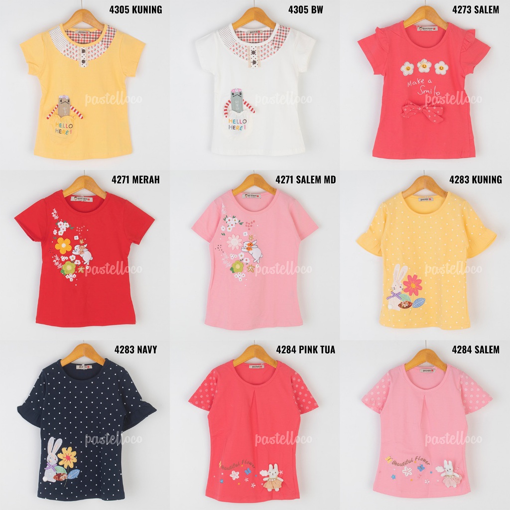1-6 Geenee Kaos Anak Perempuan Lengan Pendek  Atasan Anak Cewe 4207