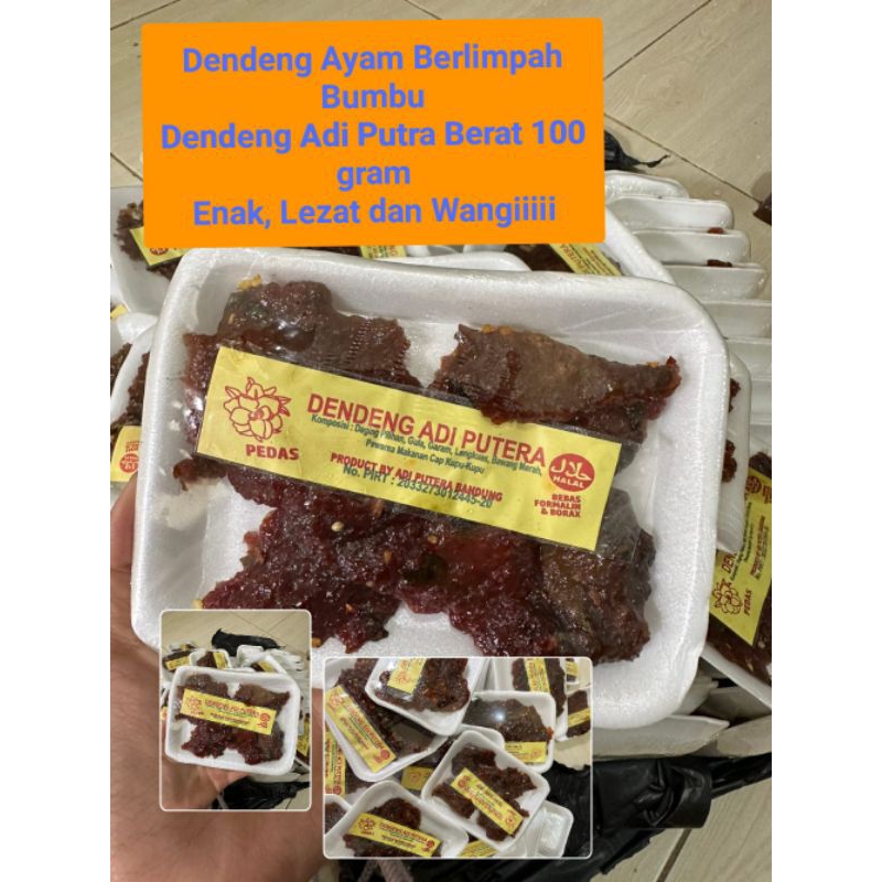 

Harga Promo. Harga Grosir. Dendeng Daging Adi Putra Bandung 100 gram. Dijamin fresh, enak, wangii. Aman dikirim.ke luar kota, ke luar provinsi