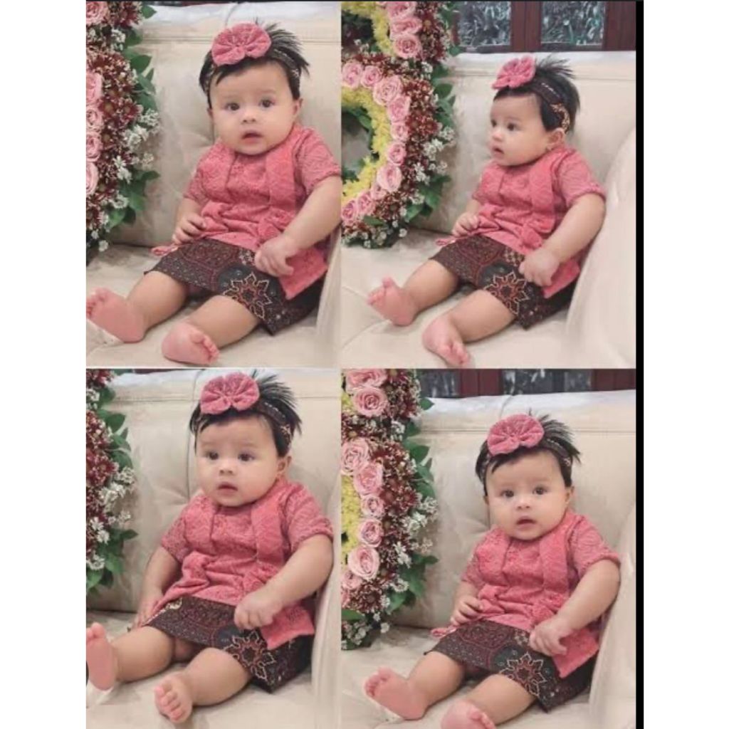 Kebaya Anak Bayi Newborn 0 Bulan - 5 Tahun Kebaya Tedak Siten Kutubaru Brokat 1 Set Kebaya Anak Pere