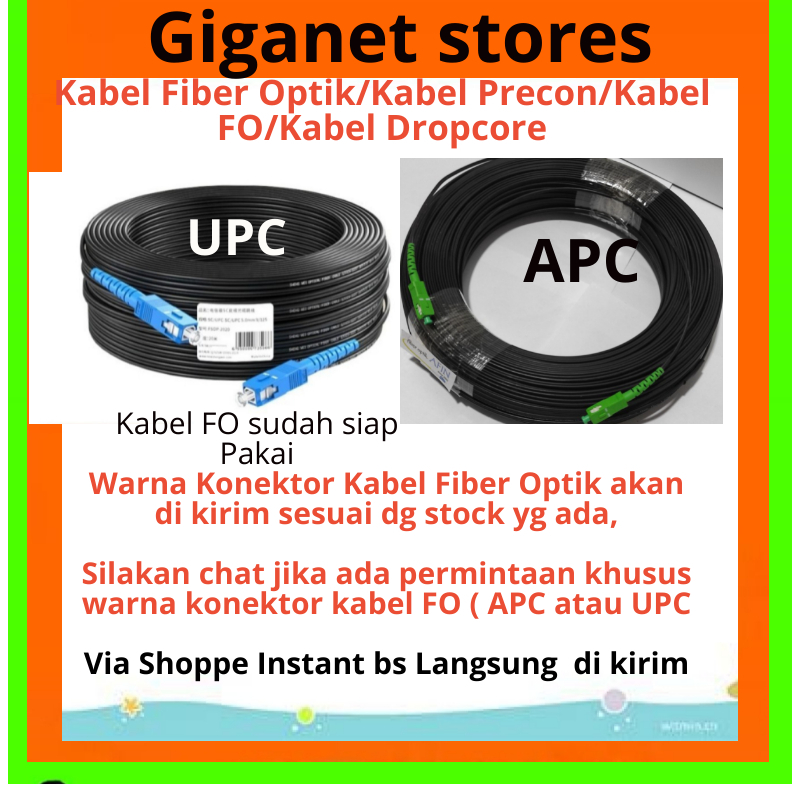 Kabel Fiber Optik Dropcore Fiber Optik Precon 100 meter Siap Pakai