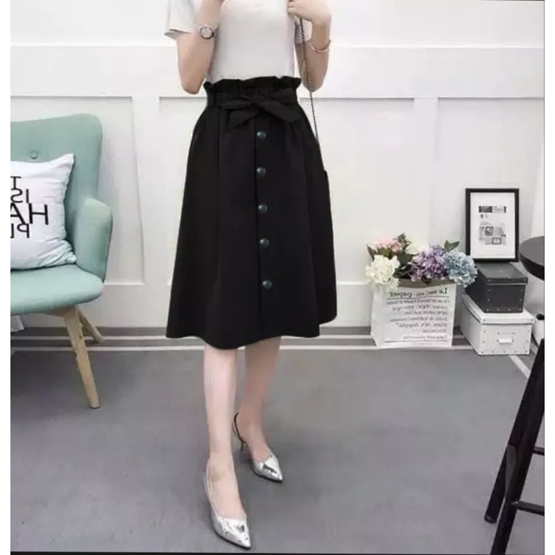 RB1 Rok bawah lutut /rok wanita dewasa bahan moscrepe