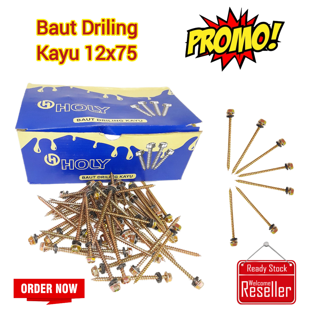 Roofing Driling Kayu 12x75 Baut Rufing 12 X 75 7,5mm Baut Pengencang Rofing Harga Per Kotak Baut Roo