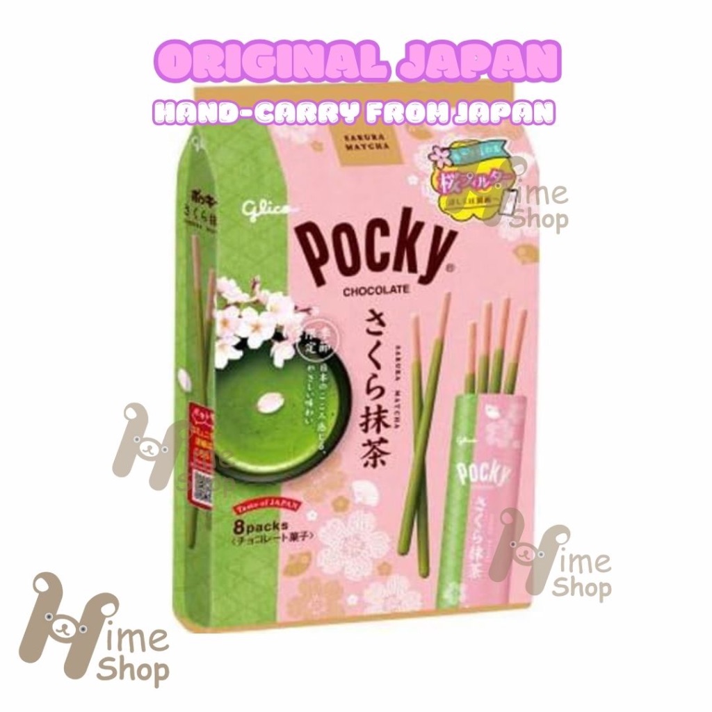 

Glico Pocky Sakura Matcha 8 Packs Bags Jepang Original Hand Carry Japan Spring Limited Edition