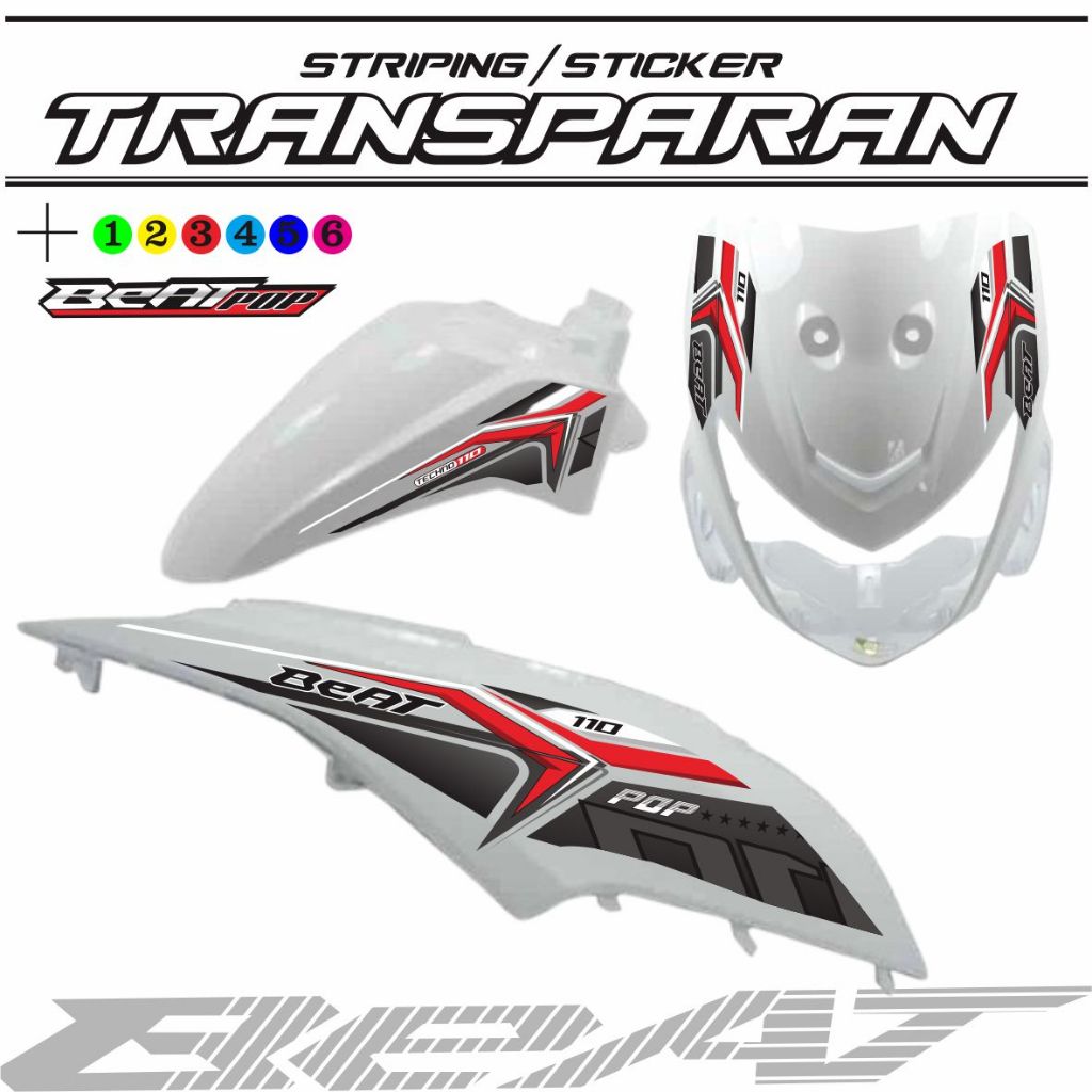 STIKER  BEAT POP TRANSFARAN MOTOR BEAT POP STIKER TRANSPARAN STRIPING BEAT POP FI
