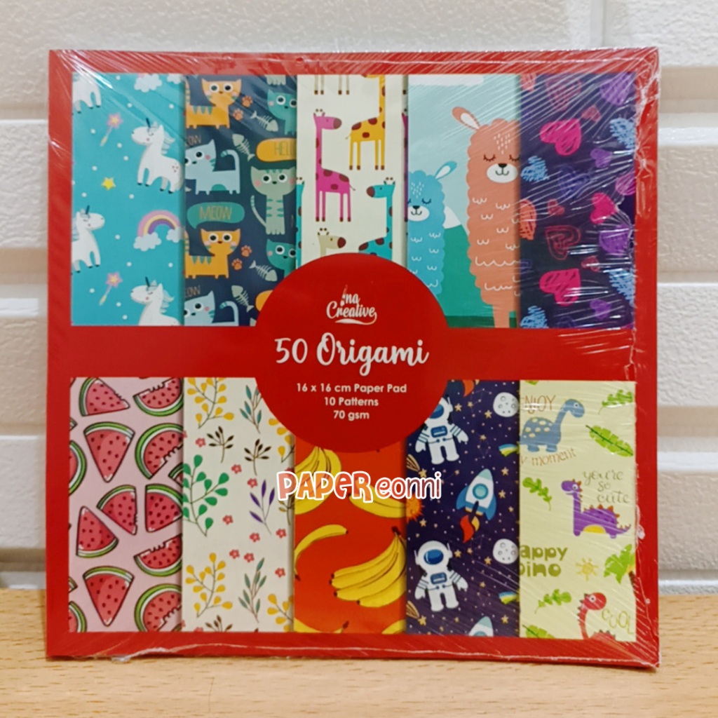 

Origami 2 sisi motif 16 x 16cm INA creative RED