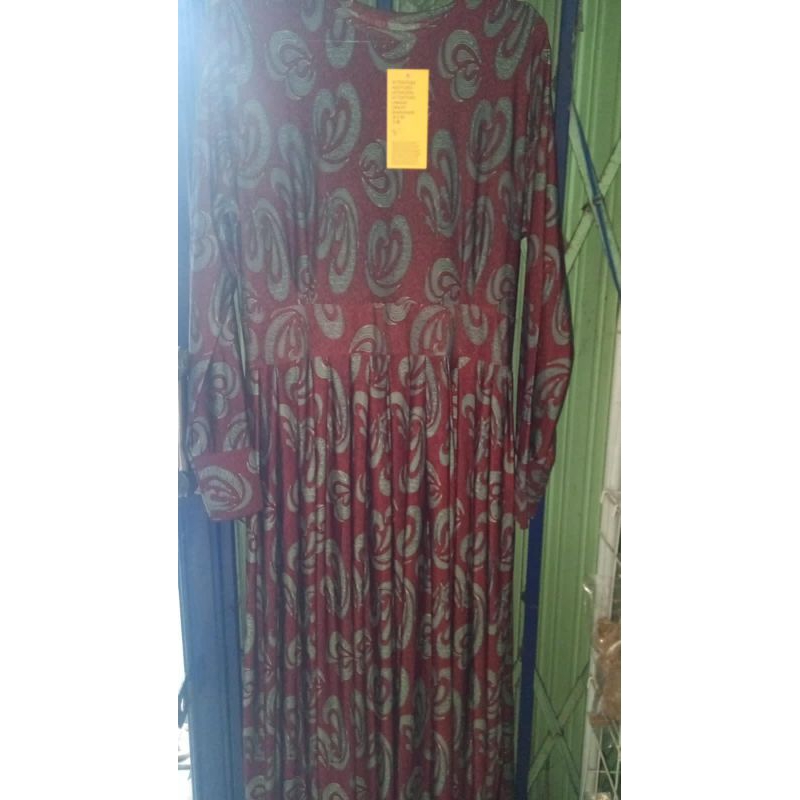 Gamis Dewasa Merah Bata Motif Batik