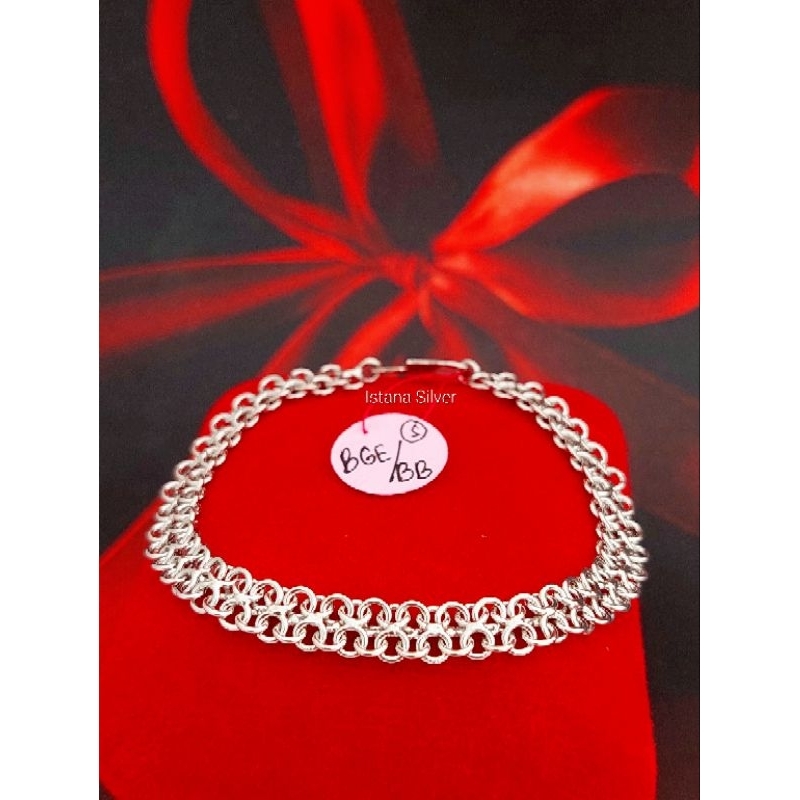 Gelang Tangan Perak Asli 925 Rantai Lipan Rantai Kembar Rantai Dua Nyatuh Dewasa Remaja