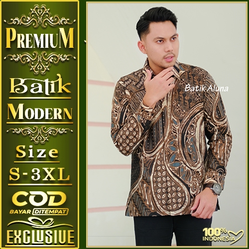 Batik Pria Premium Lengan Panjang Furing  Jumputan Solo Modern Reguler Fit Trendy RBA 081
