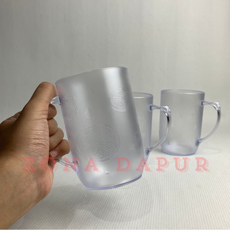 1lusin - Cangkir Plastik Bening 400 ml Motif Jeruk Corona - Gelas Plastik Mika Bening - Gelas Es Teh