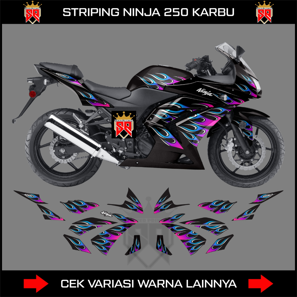 STRIPING STICKER NINJA 250 KARBU/DECAL STICKER KAWASAKI NINJA KARBU 250R