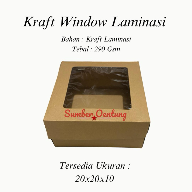 

DUS KRAFT WINDOW LAMINASI UKURAN 20x20x10CM 290GSM Box Kardus hampers Souvenir