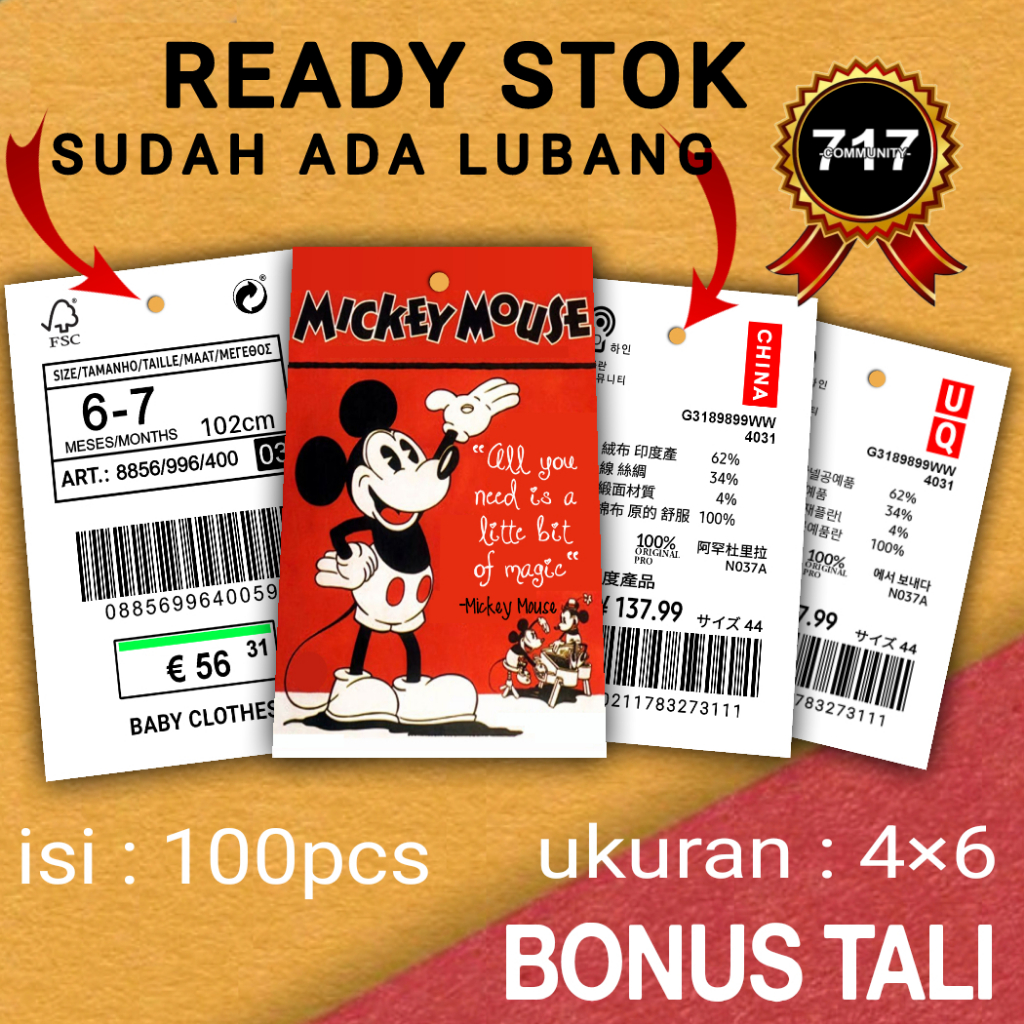 

Label baju hang tag BONUS TALI hangtag baju pricetag label pakaian impor hangstag baju