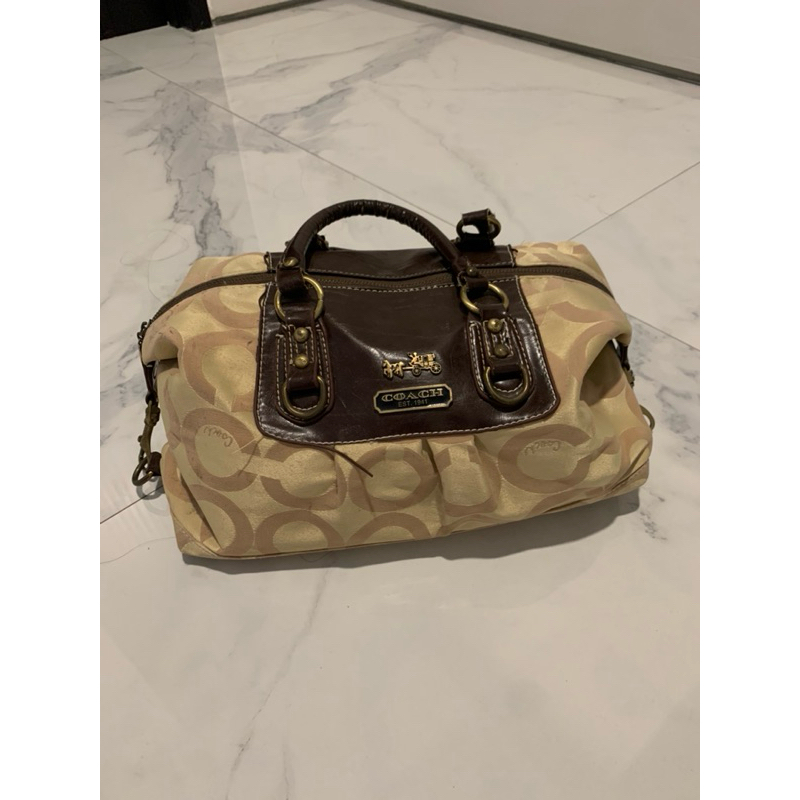 Tas Merk Coach Wanita Hand Bag Tote Bag Warna Coklat Krem