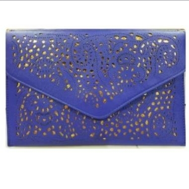 Preloved tas pesta wanita clutch second biru elektrik