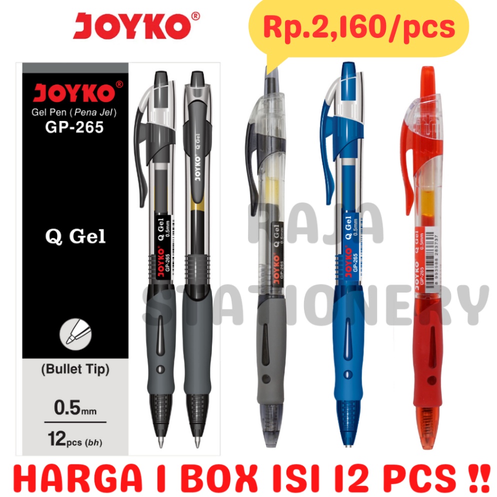 

KODE Q6A JOYKO GEL PEN QGEL GP265 PENA PULPEN JOYKO CETEK HITAM BIRU MERAH GP265 REFILL PEN QGEL GP265 BOX