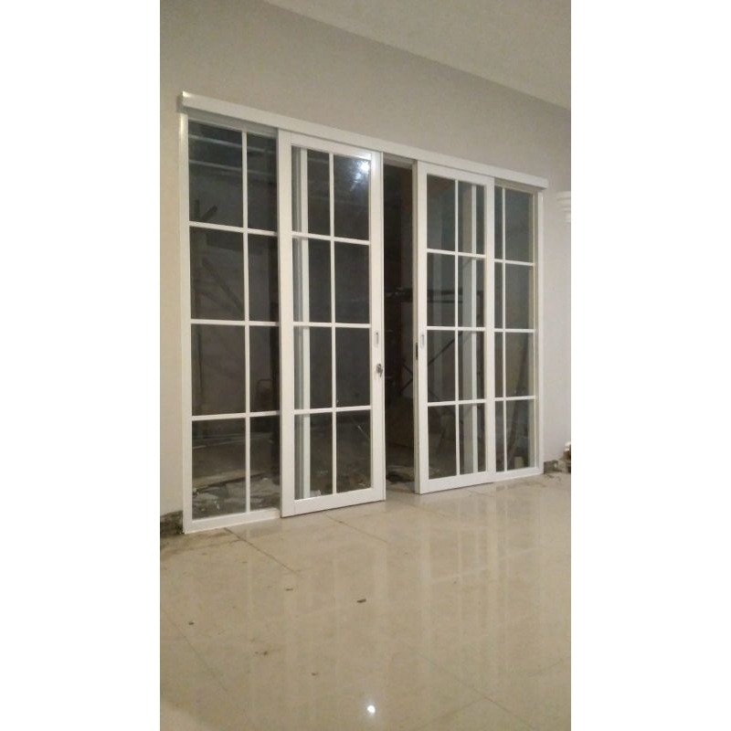 pintu sliding dobel kaca mati + pemasangan